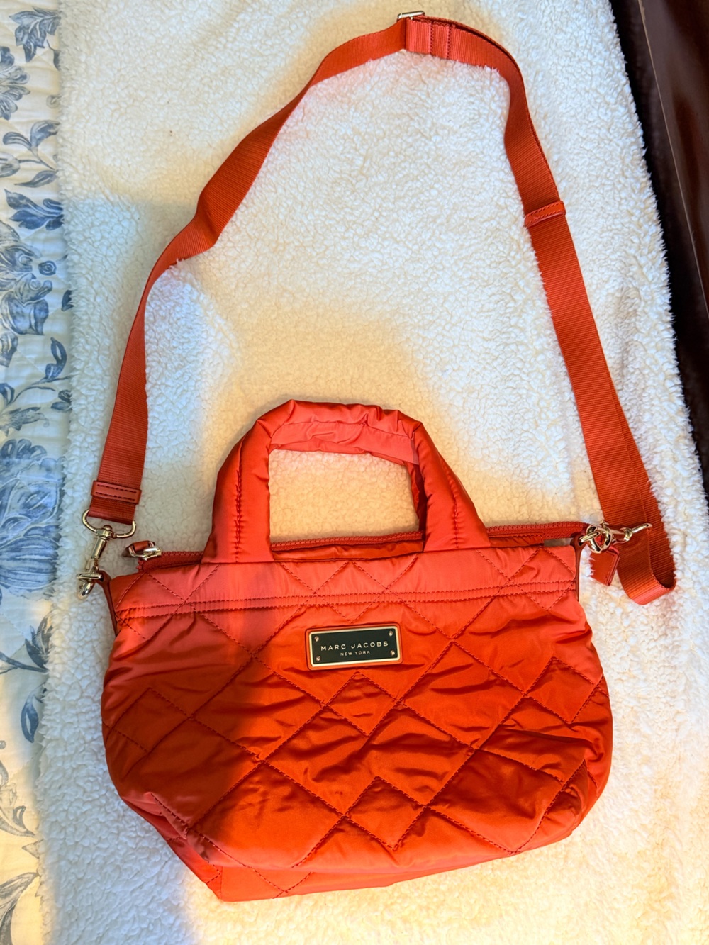 Marc Jacobs Quilted Nylon Crossbody Tote in Red/Orange color - NEW WITHOUT TAGS